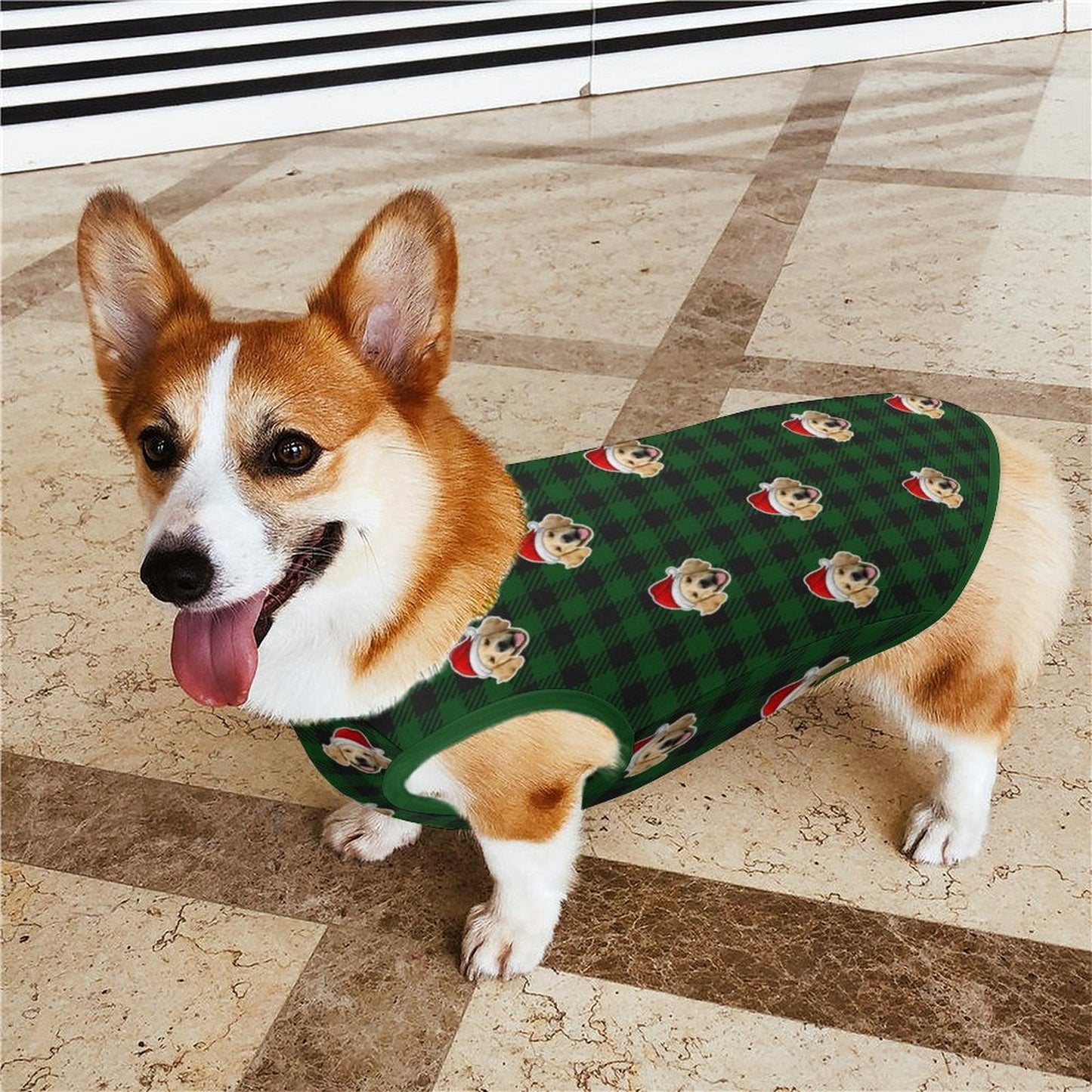 WEPRINTMEPet ClothesCustom Pet Face Pet Vest Santa Red Plaid Dog Vest