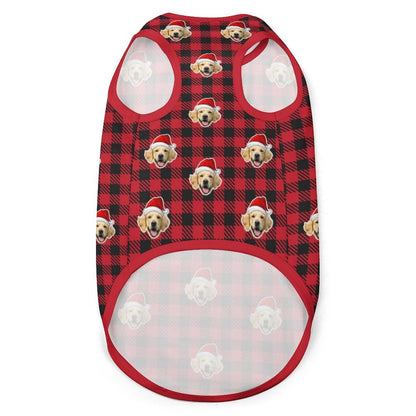 WEPRINTMEPet ClothesCustom Pet Face Pet Vest Santa Red Plaid Dog Vest