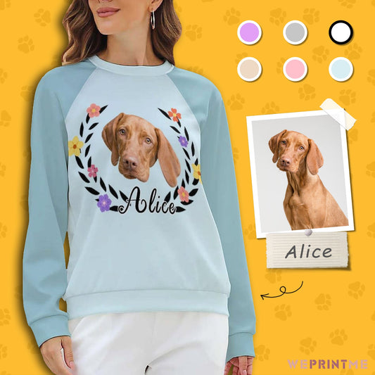 WEPRINTMEWomen's SweatshirtCustom Pet Face and Name Wreath Women's Sweatshirt