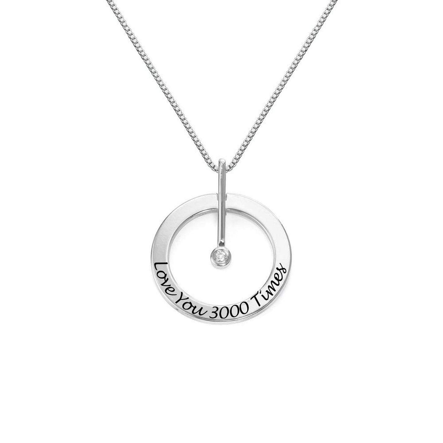 Custom Text Diamond Set Single Ring Necklace