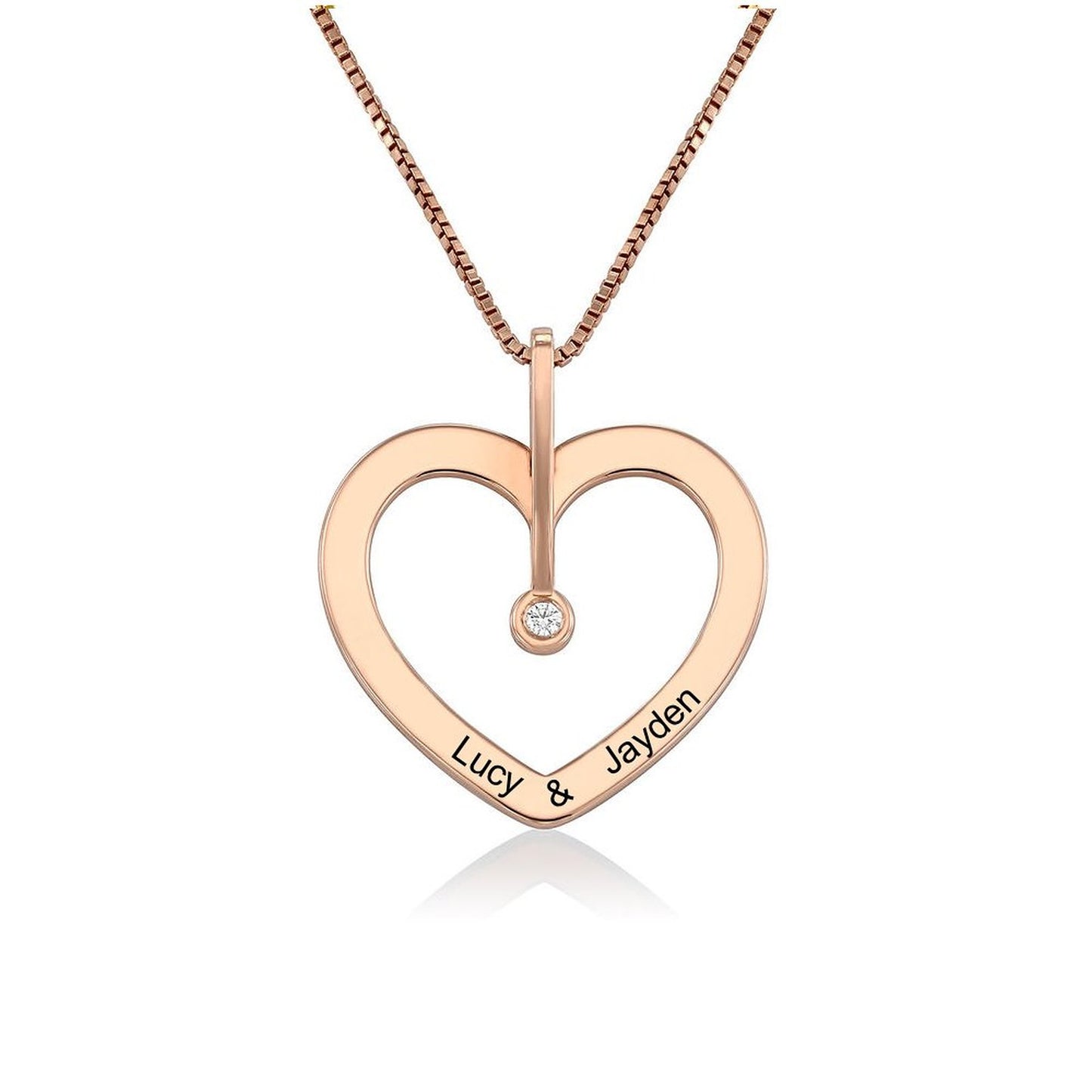 Cutom Name Heart Shaped Diamond Necklace