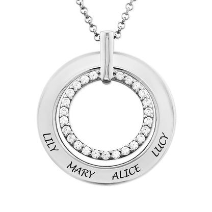 Custom Text Diamond Set Round Necklace