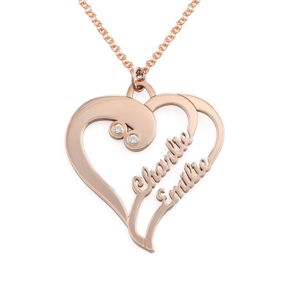 Custom Text Double Heart Necklace