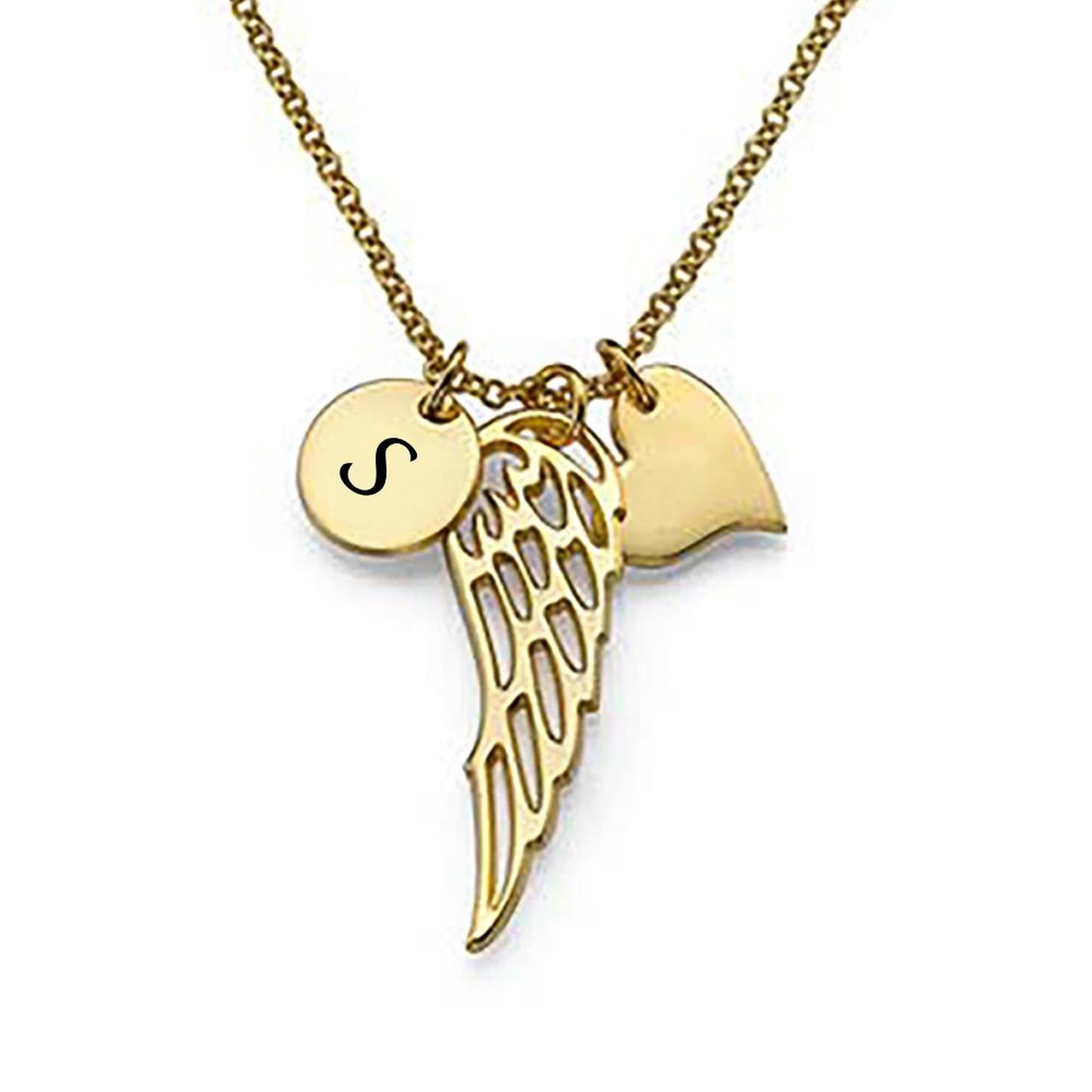 Custom Initials Angel Wings Necklace