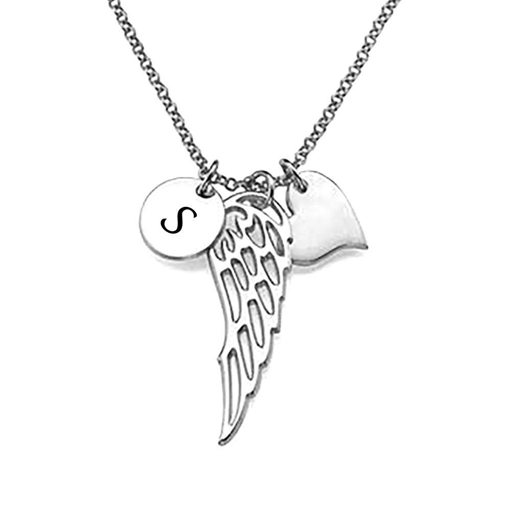 Custom Initials Angel Wings Necklace