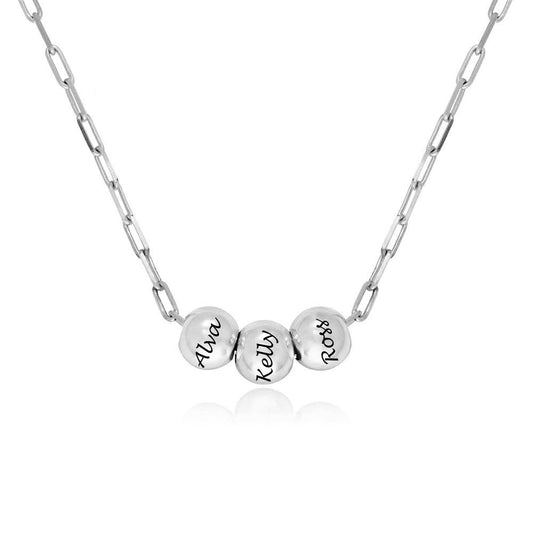 Custom Three Texts Bead Necklace