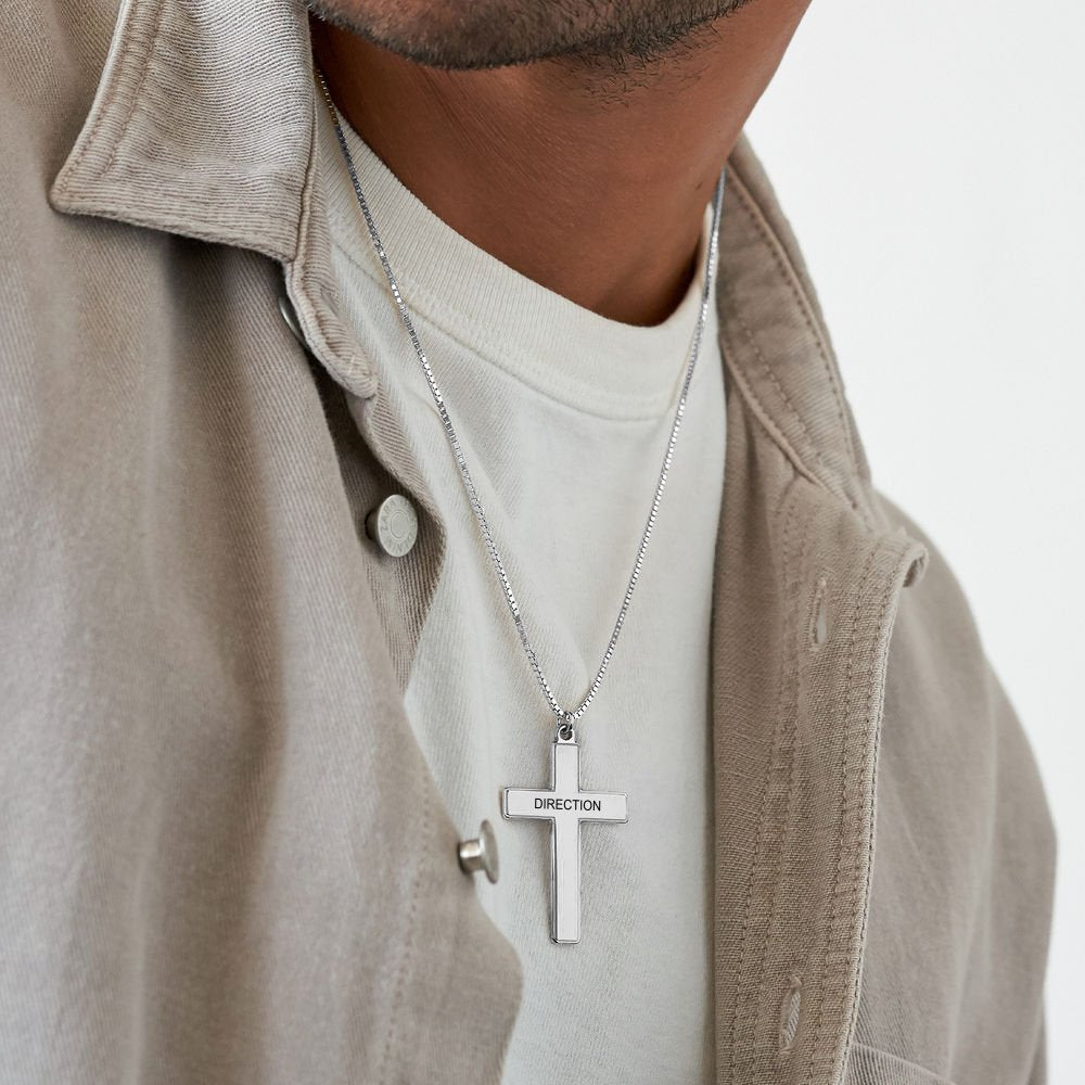 Custom Text Cross Necklace