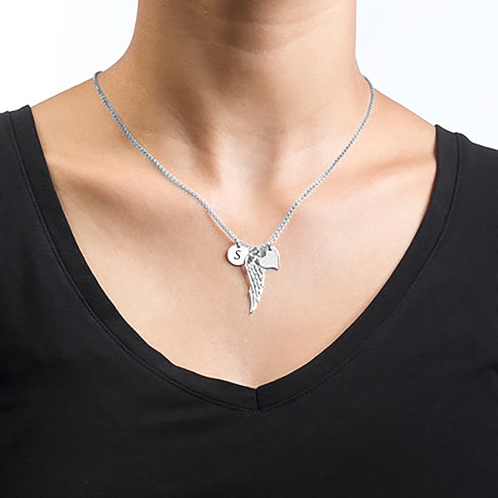 Custom Initials Angel Wings Necklace