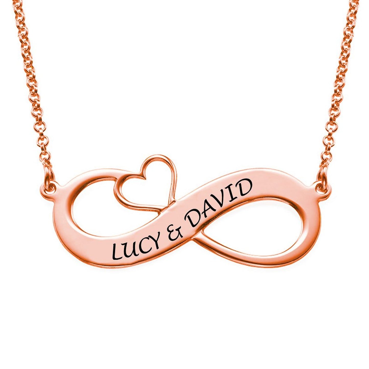 Custom Text Heart Shaped Infinite Necklace