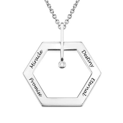 Custom Text Hexagonal Necklace