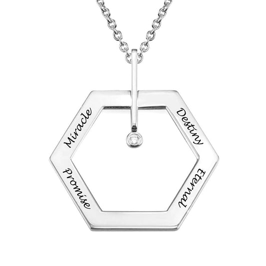 Custom Text Hexagonal Necklace