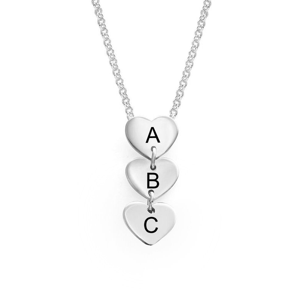 Custom Three Letters Heart Pendant Necklace