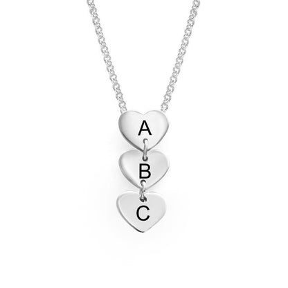 Custom Three Letters Heart Pendant Necklace