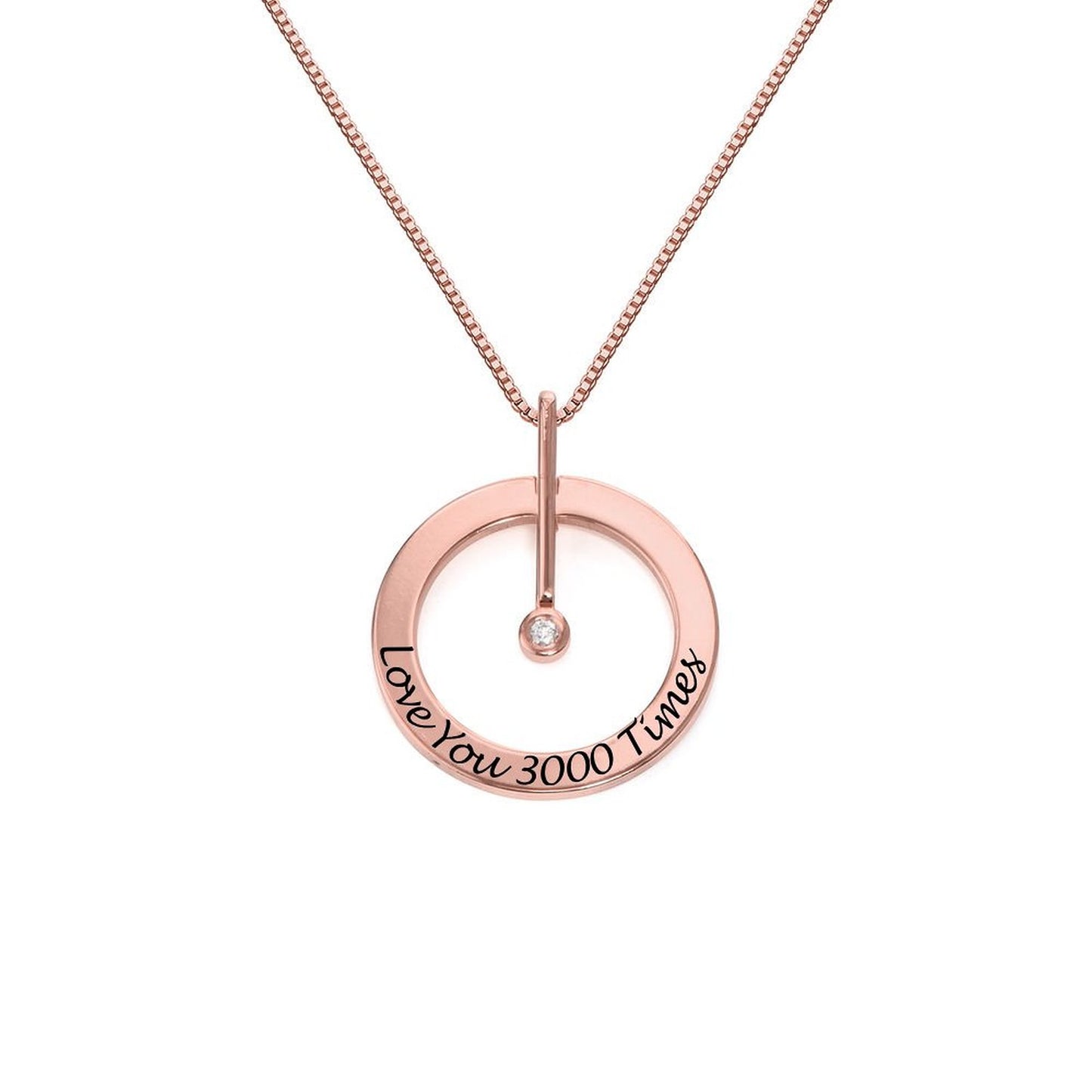 Custom Text Diamond Set Single Ring Necklace