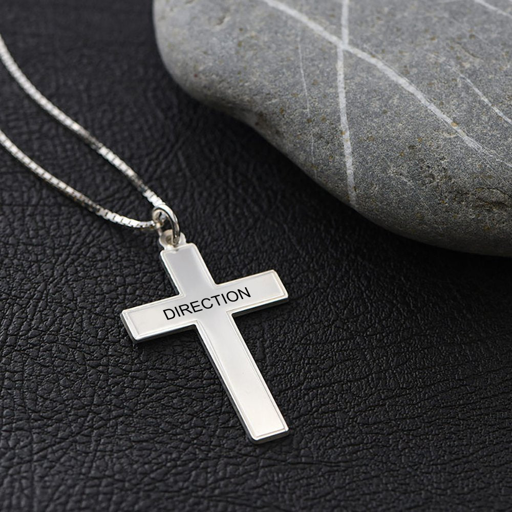 Custom Text Cross Necklace