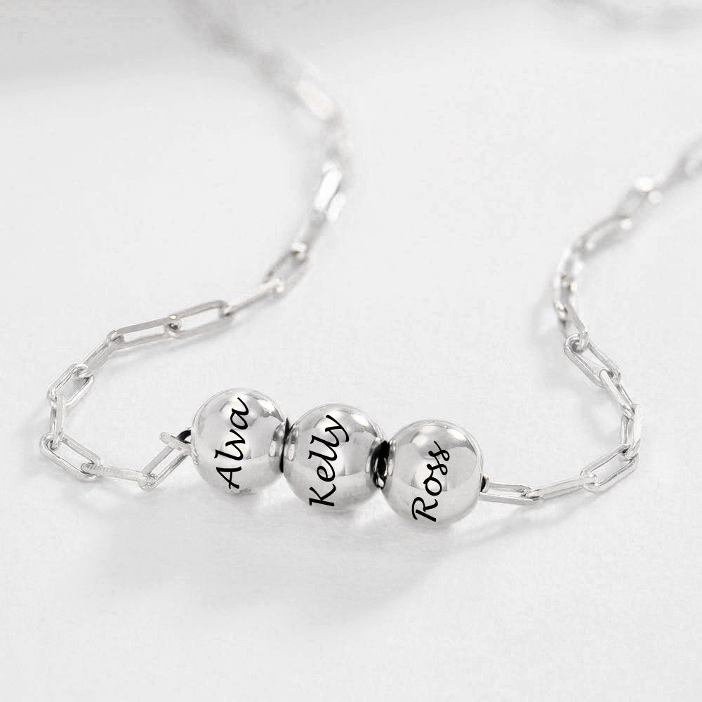 Custom Three Texts Bead Necklace