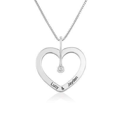 Cutom Name Heart Shaped Diamond Necklace