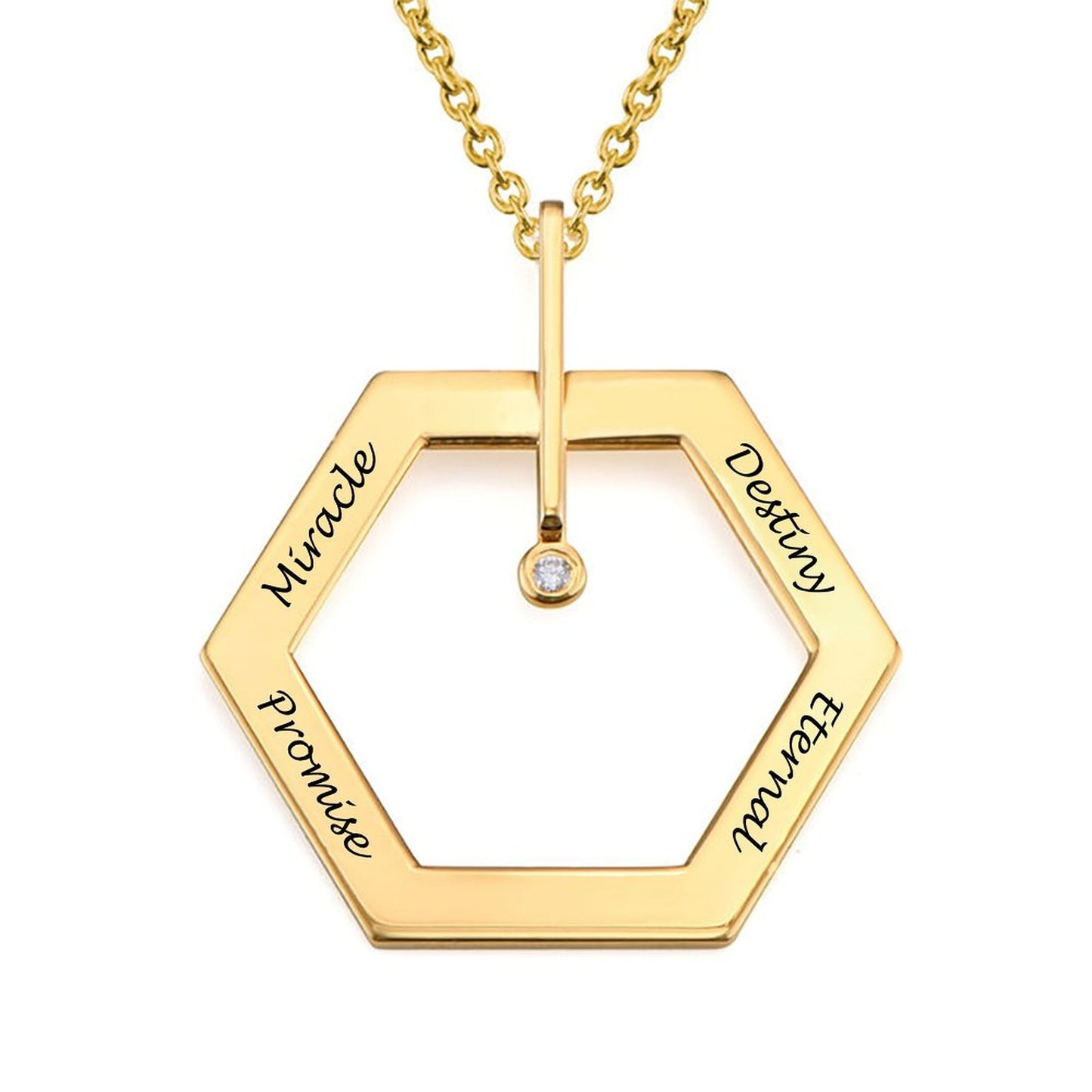 Custom Text Hexagonal Necklace