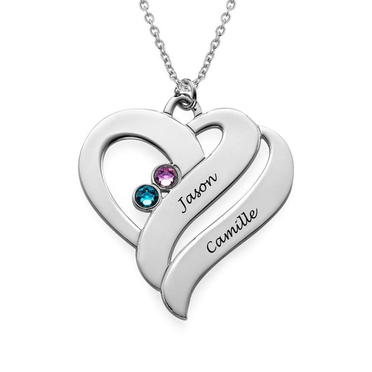 Custom Names Two Hearts Necklace