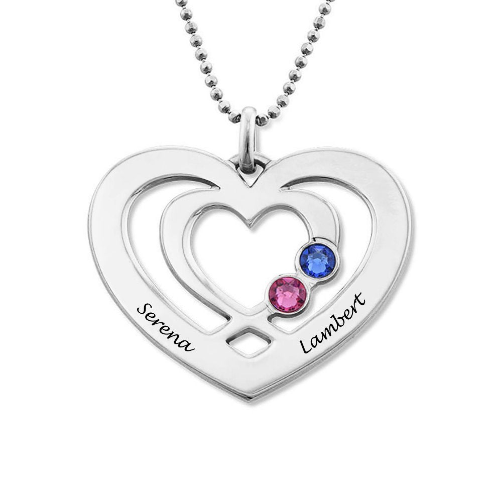 Custom Two Names Diamond Heart Necklace