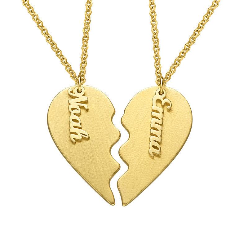 Custom Text Heart Shaped Couple Necklace