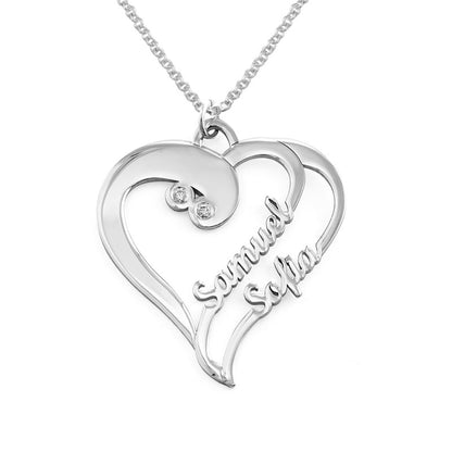 Custom Text Double Heart Necklace