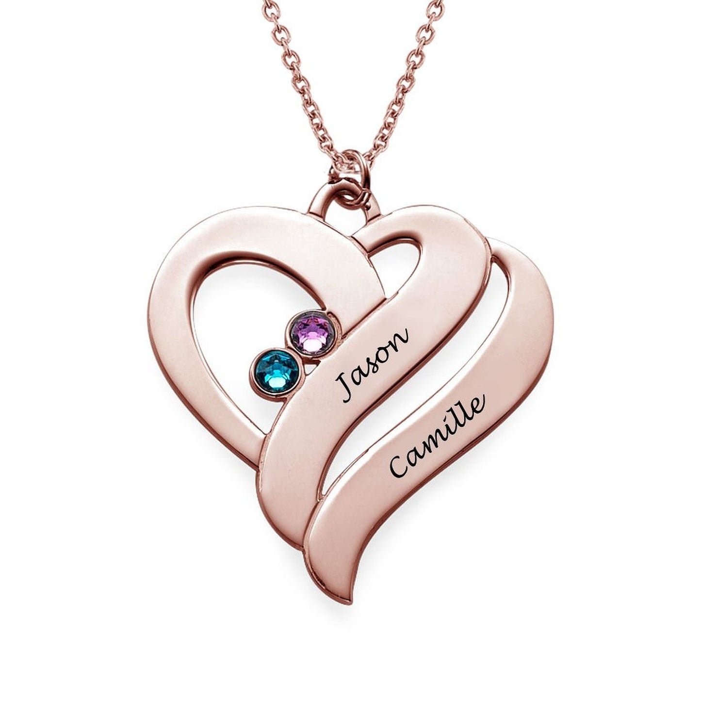 Custom Names Two Hearts Necklace