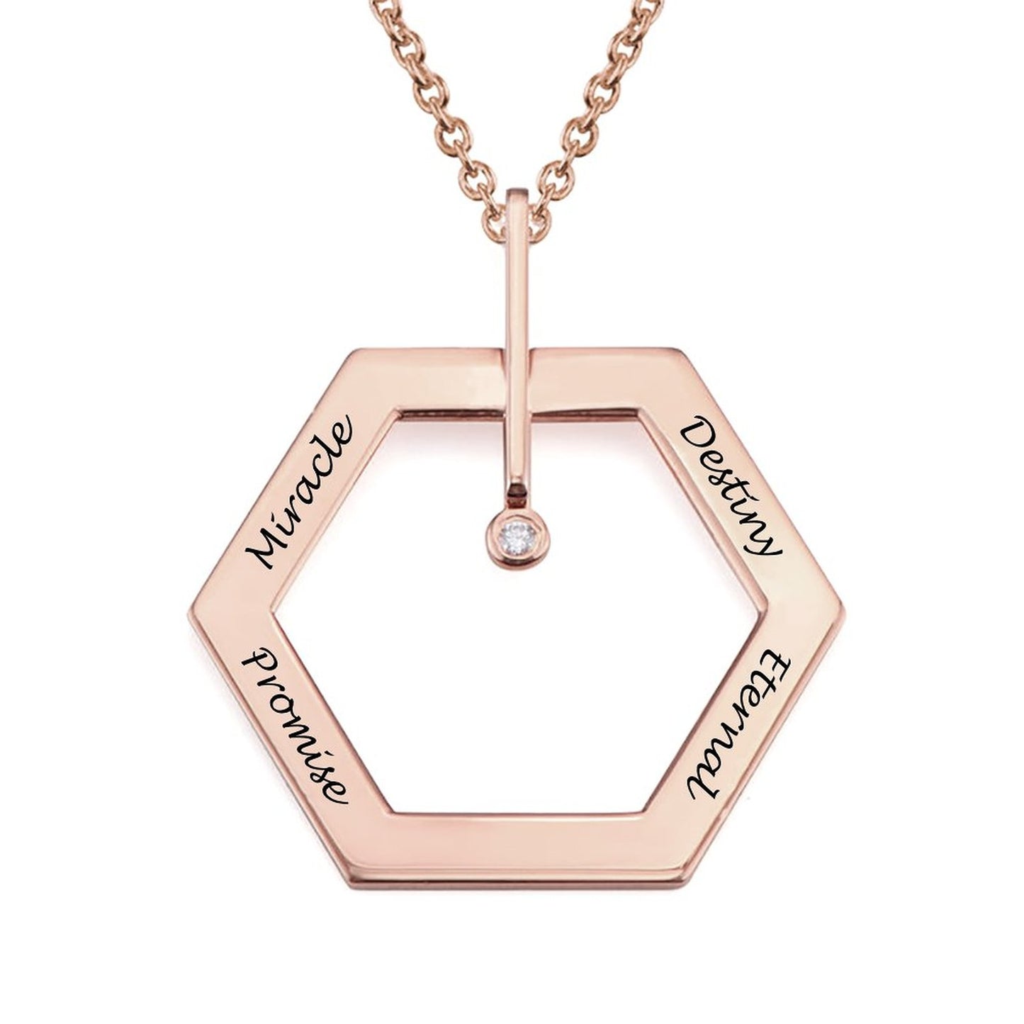 Custom Text Hexagonal Necklace