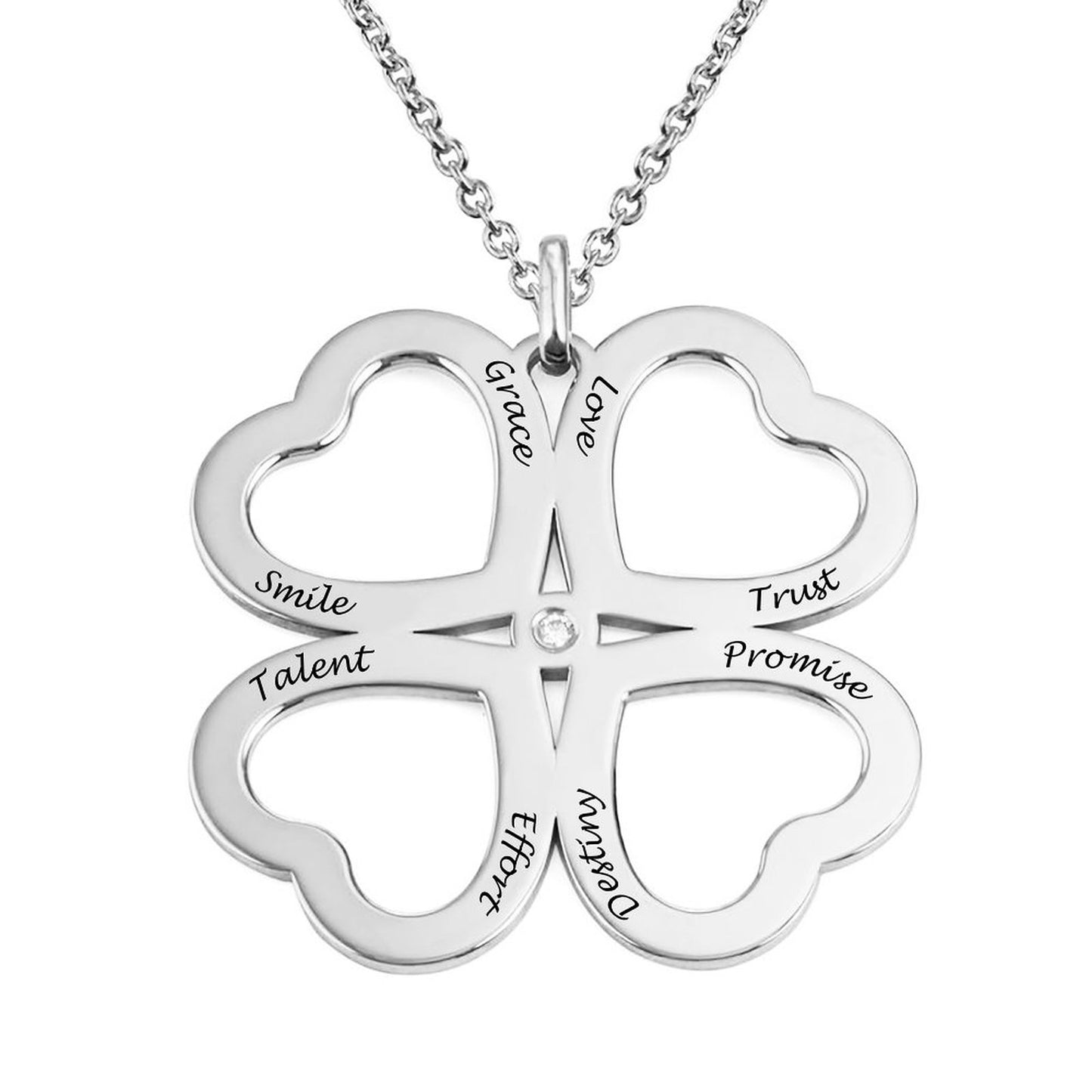 Custom Text Clover Necklace