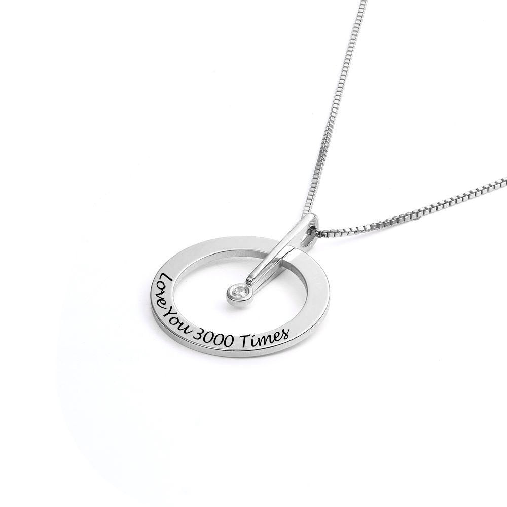 Custom Text Diamond Set Single Ring Necklace