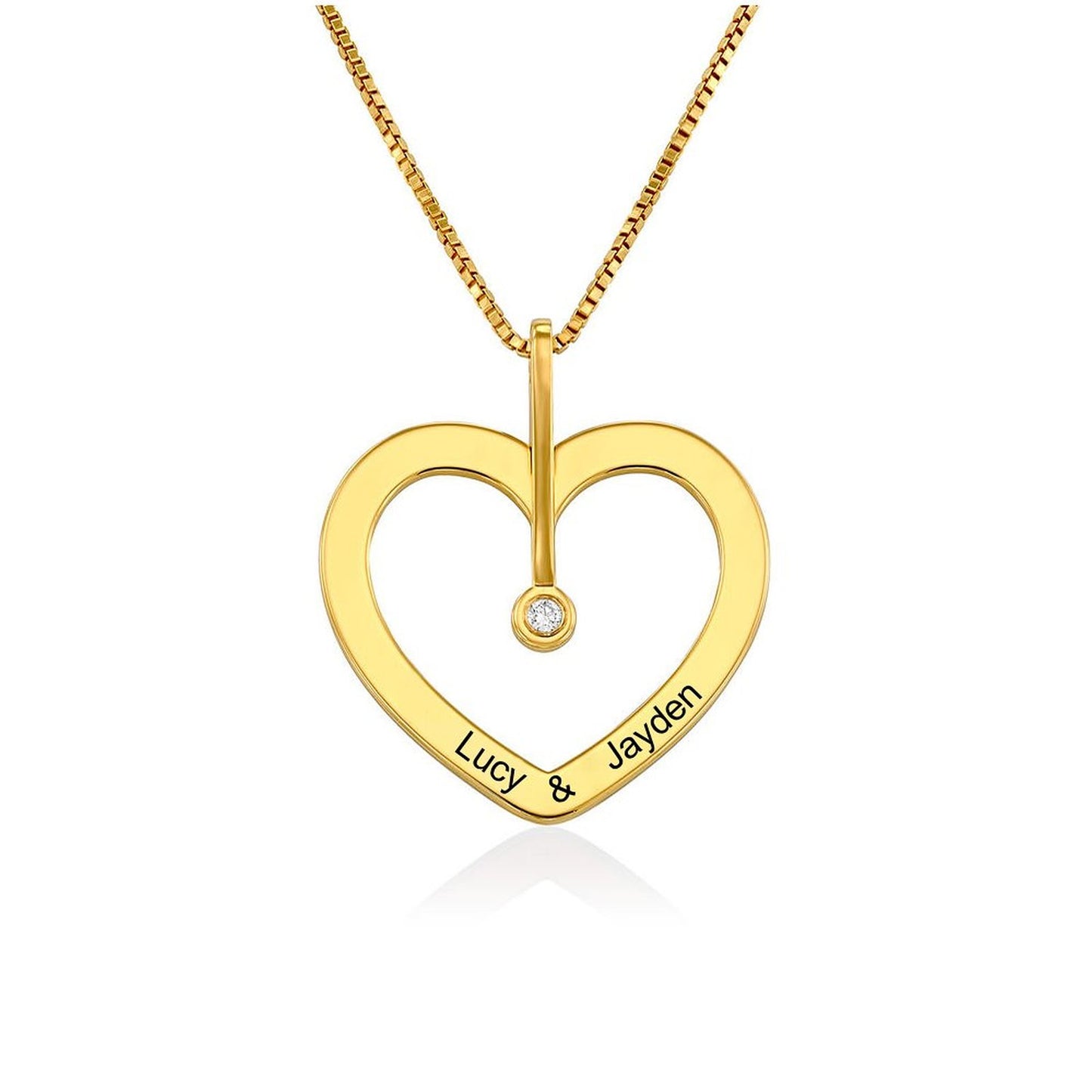 Cutom Name Heart Shaped Diamond Necklace