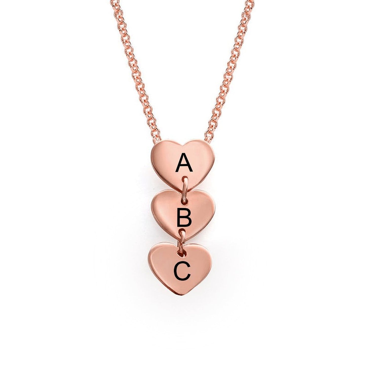 Custom Three Letters Heart Pendant Necklace