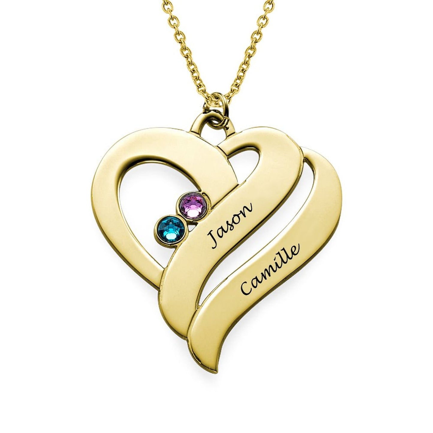 Custom Names Two Hearts Necklace