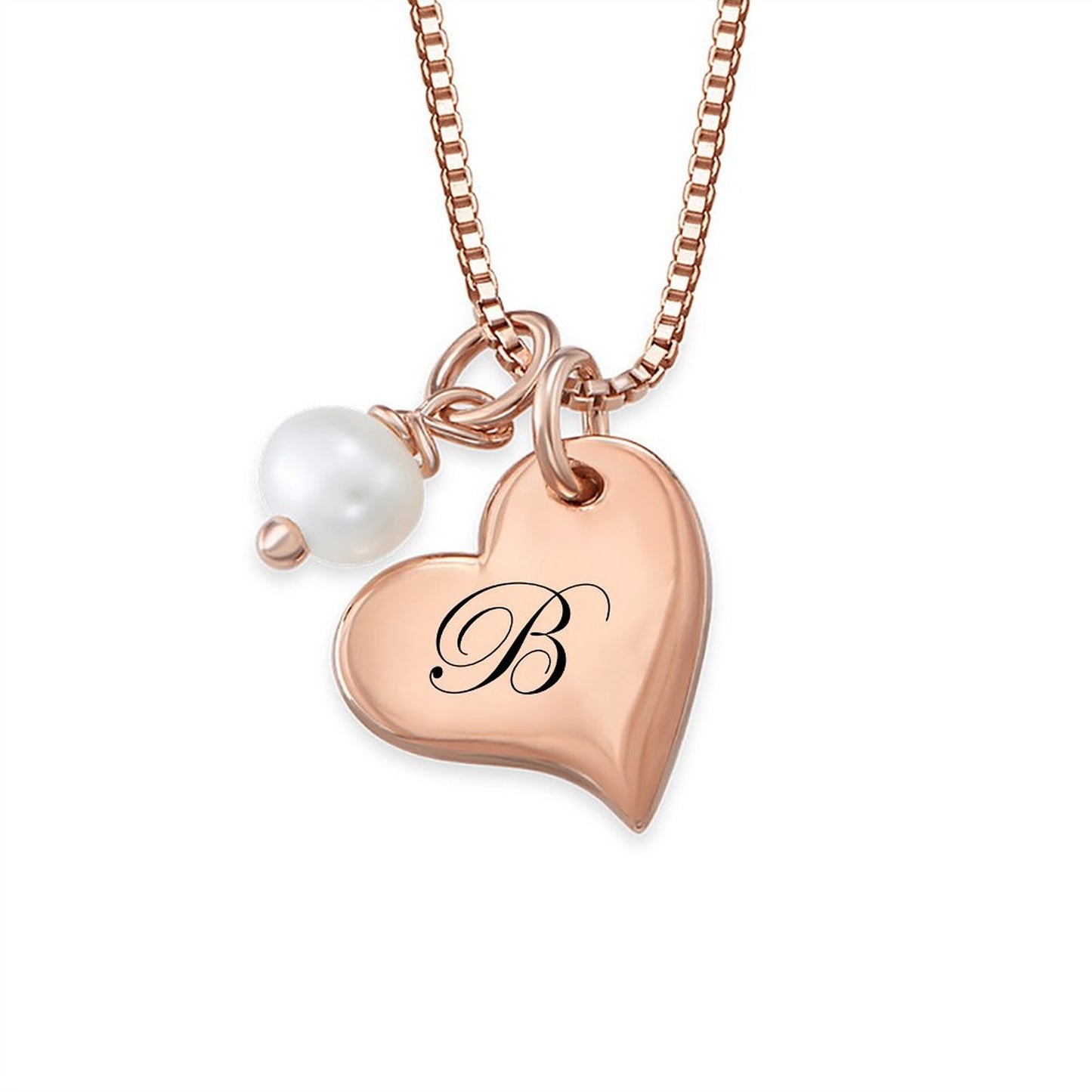 Custom Letter Pearl Heart Necklace