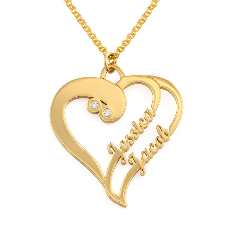 Custom Text Double Heart Necklace