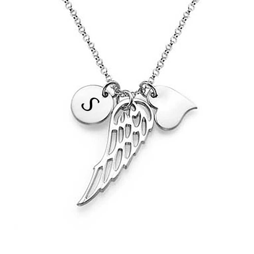 Custom Initials Angel Wings Necklace