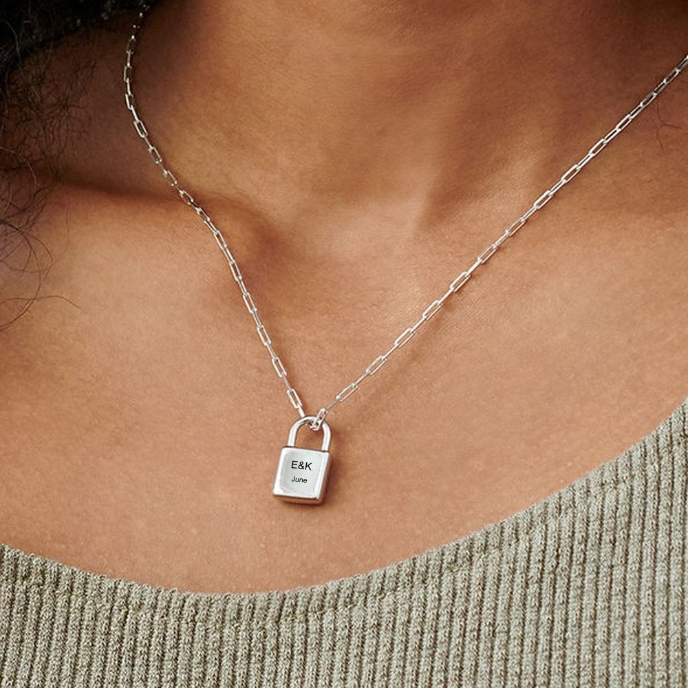 Custom Text Lock Necklace