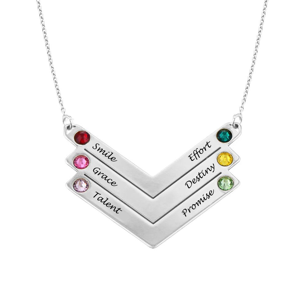 Custom Texts Three V Necklace