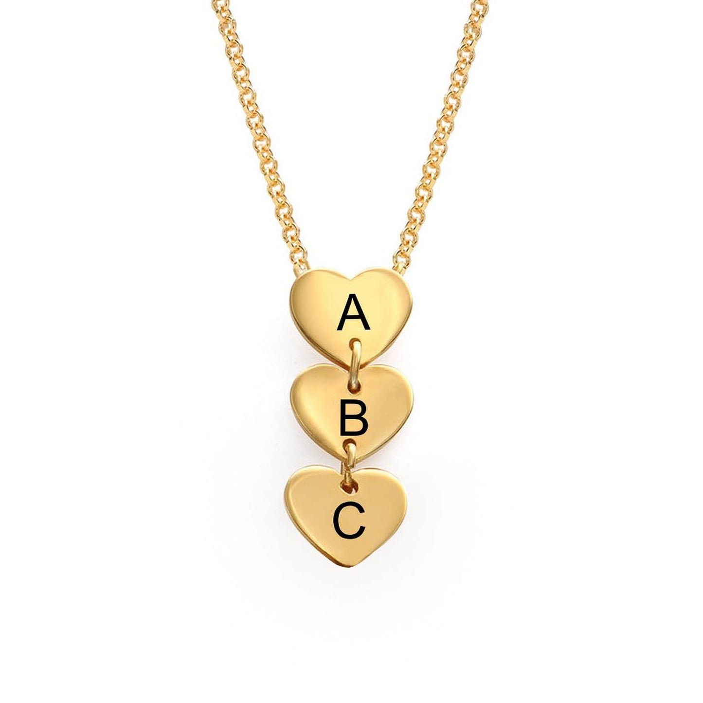 Custom Three Letters Heart Pendant Necklace