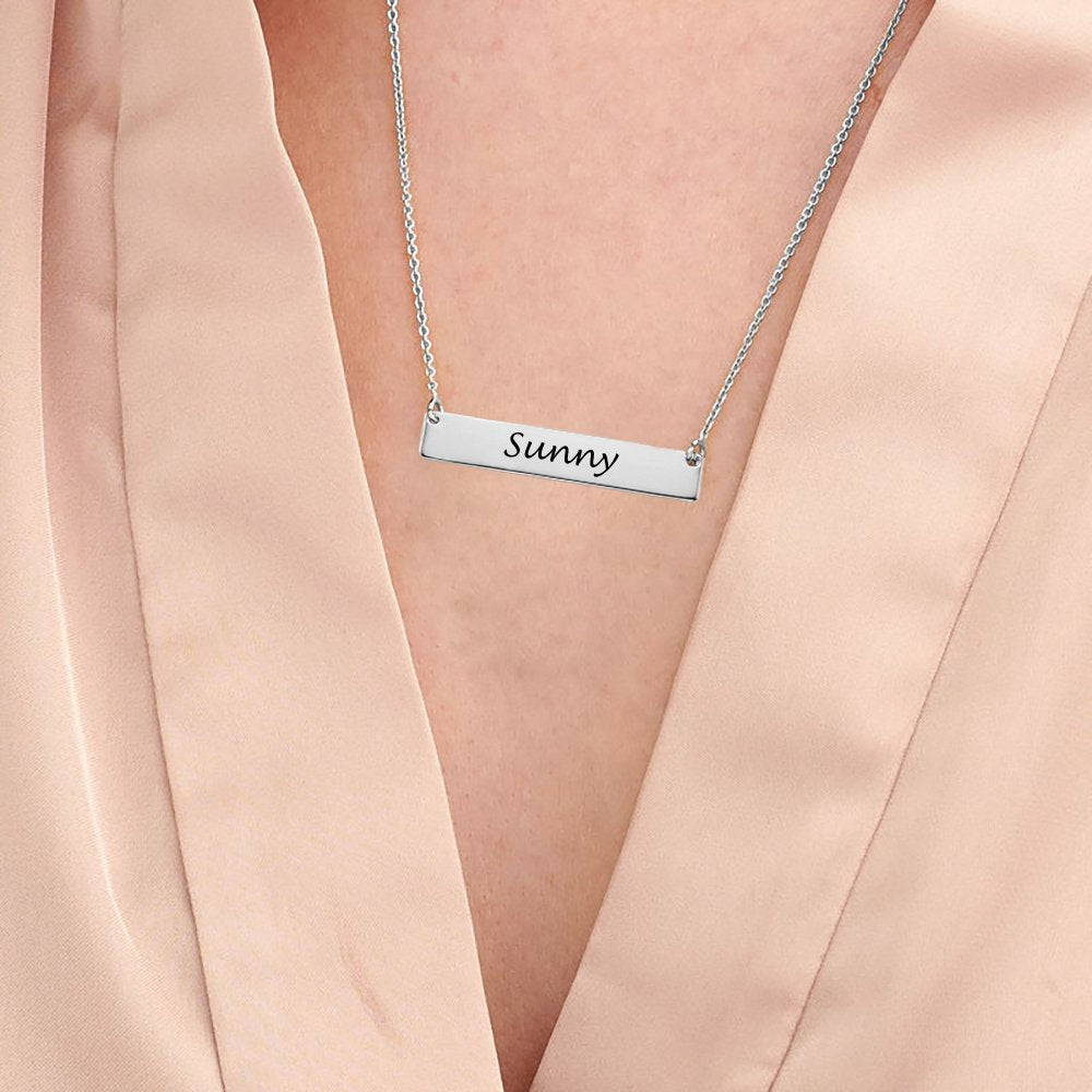 Custom Text Bar Necklace