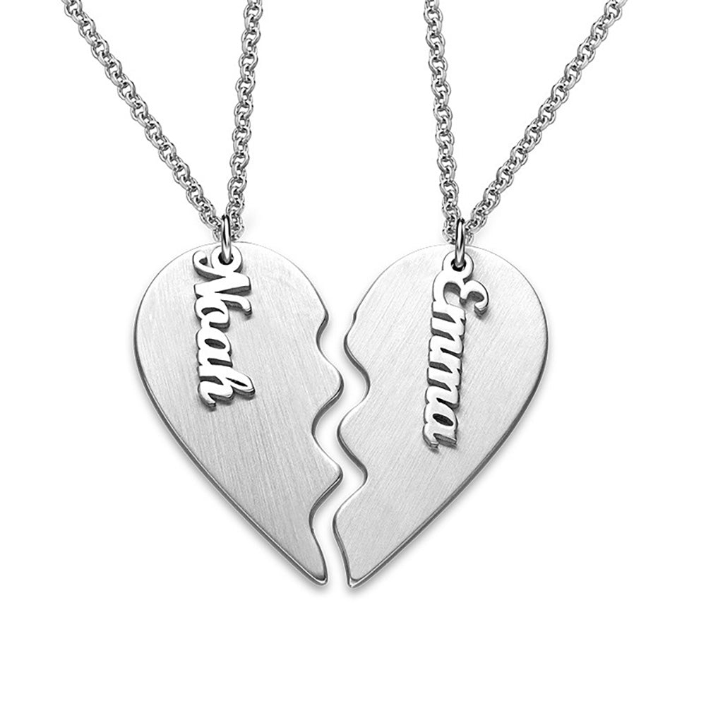 Custom Text Heart Shaped Couple Necklace