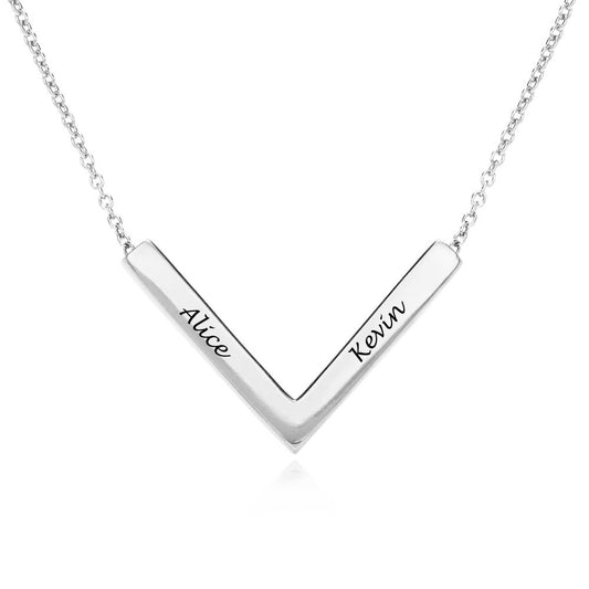 Custom Two Names V-shaped Necklace