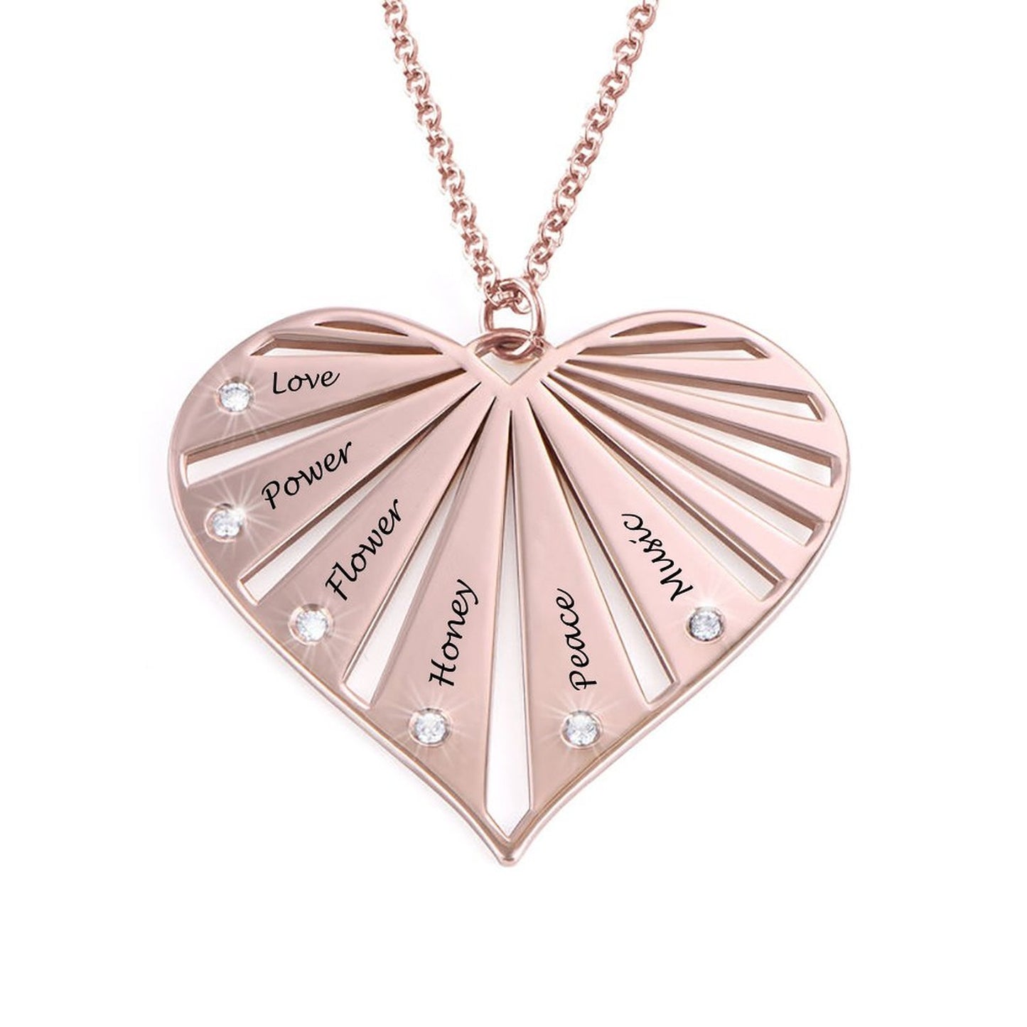 Custom Six Texts Heart-shaped Necklace